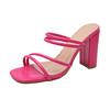 Tamanho 35-42 Tamanho Grande Sapatos Femininos Chinelos Femininos Salto Alto Transparente Sandálias Femininas de Uma Tira Verão Novo Salto Grosso 42