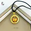 Colgante de Cobre con Esmalte de Loto Dorado Chapado en Oro Zaki Lamu Dios de la Riqueza Estilo Xizang Collar Estilo Chino