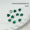 Ponta Esmeralda Base Pontiaguda Diamante de Formato Especial Joia para Nail Art Pedra de Vidro Açúcar Cristal Coração de Pêssego Verde Pavão Decoração de Unhas de Natal Atacado
