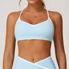 Zechuang Roupa Íntima Cruzada de Yoga Nua com Costas Vazadas em Contraste Secagem Rápida Sutiã Esportivo para Corrida Fitness 9253
