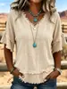2026 Nuevo Amazon Europeo y Americano Transfronterizo Suéter de Cuello en V Manga Corta Corte Holgado Camisa para Mujer Top Casual para Mujer