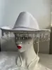 Velo de Perlas para Fiesta de Novia Sombrero de Vaquero Blanco de Fieltro Ala Enrollada Flecos de Pedrería Sombrero Vaquero Occidental Compuesto de Terciopelo