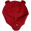 Yaoli~Chapéu de Lã Fofo Estéreo com Orelhas de Urso para Mulheres Outono e Inverno Quente Pelúcia Tricotado Proteção de Orelhas Chapéu Lei Feng