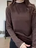 Camiseta básica de encaje con cuello alto medio, nuevo estilo otoño/invierno para mujer, capa interior de forro polar de doble cara engrosado, top cálido