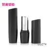 Tubo vacío de lápiz labial de plástico con cubierta oblicua redonda negra LG274, material de embalaje para tubo de lápiz labial