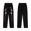 Sudadera con capucha y estampado de Estrella del Infierno Retro Americano Desgastado Pantalones Casuales Sueltos Hip-Hop Traje de Pareja para Hombres y Mujeres