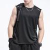 Colete de seda de gelo homens da moda fina respirável Quick-drying esportes lazer colete largo masculino pescoço redondo mangas T-shirt para o verão