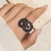 Anillo Abierto Brillante de Cristal de Alta Gama Explosiones Europeas y Americanas Anillo Geométrico de Diamante de Pedrería para Mujer