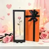 Adorno de Rosa de Cristal para el Día de San Valentín, Caja de Regalo de Metal Bicolor Dorado y Plateado con Rosa Eterna, Artesanía Decorativa de Escritorio
