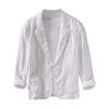 L948 primavera retro cuello plano lino guapo traje pequeño hombres casual suelto artístico algodón y lino chaqueta de traje