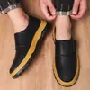 Sapatos Masculinos Transfronteiriços, Sapatos de Couro Genuíno com Velcro, Sapatos Casuais Masculinos de Couro Bovino, Sapatos para Dirigir Respiráveis e Versáteis, Sapatos de Couro de Tamanho Grande