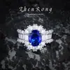 Anel de Designer de Alto Padrão com Safira Azul Real Imitação Natural Inlaid Anel Tesouro Cor de Diamante Vermelho Pombo Anel Feminino