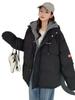 Abrigo con capucha y relleno de algodón de dos piezas, estilo universitario, con diseño de sentido del diseño, abrigo grueso de invierno 2023, nuevo abrigo de pan, moda femenina