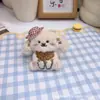 Chaveiro de Pelúcia de Cachorro de Óculos Pingente para Mochila de Estudante Pingente de Bolsa de Boneca Cartoon Decoração de Roupa