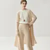 Cardigan Largo de Cachemira Otoño e Invierno Nuevo con Borde Enrollado para Mujer, Sin Cuello, Estilo Exterior Delgado, para Viajar, Suave y Agradable a la Piel