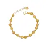 Pulseira de Contas Olho de Gato Flor Lírio do Vale Dourado Areia Vietnamita Tendência Nacional, Pulseira Flor de Contas Olho de Gato Estilo Simples e Luxo Leve, Joias Novo Estilo Chinês