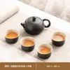Conjunto de Chá Kung Fu de Cerâmica Preta Pequeno para Uso Doméstico, Bule e Xícara de Chá Cerâmicos para Uma Pessoa para Beber Individualmente em Hotel ou Dormitório