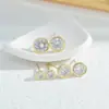 Pendientes de Zirconia Redondos Geométricos Versátiles Minimalistas de Diseño Nicho Estilo Coreano 2026 Pendientes Estilo Bosque para Estudiantes para Mujeres