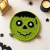 Posavasos de ganchillo hechos a mano para Halloween, calabaza, fantasma, monstruo, tapetes aislantes de lana, decoración de mesa festiva, posavasos