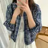 Top a Cuadros Estilo Dongdaemun Coreano 2026 para Mujer, Corte Holgado, Ligero, Casual, Chaqueta Corta de Manga Larga