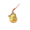 Ouro Puro 999 Folha de Ouro Desenho Animado Pequeno Deus da Riqueza Saco da Sorte Gato da Sorte Corrente de Celular Chaveiro Pingente de Bolsa Presente de Evento