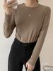 Camisa de terciopelo de doble cara Ropa interior de mujer Otoño e invierno Nueva camiseta de manga larga con cuello redondo Top ajustado cepillado para todo tipo de combinaciones