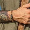 Pulsera de Cuentas Dzi Sintéticas para Hombre Pulsera de Piedra Ojo de Tigre Cuentas de Madera Pulsera de Cuentas Dzi de Tres Ojos Pulsera Retro para Hombre