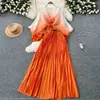 Traje Plisado Europeo y Americano para Mujer con Tirantes Cintura Ceñida Degradado Cardigan Plisado Superior Falda Plisada de Cintura Alta Conjunto de Dos Piezas
