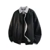 Chamarra retro original con bloques de color estilo japonés para hombre y mujer, corte holgado, adecuada para ir al trabajo, casual, versátil, chamarra de marca moderna