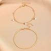 Tobillera de Gota de Agua de Color con Pedrería Transfronteriza Europea y Americana para Mujer Estilo Ins Plata Triturada de Alto Grado Joyería para Tobillo con Perla Redonda Irregular