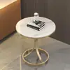 Mesa lateral de sofá de luxo leve, mesinha de centro, mesinha pequena de placa de rocha, mesa de cabeceira para sala de estar, mesa de chá minimalista moderna para varanda, mesinha redonda pequena