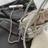 Bolsa Lantejoula da Moda para Mulheres Outono 2025 Nova Moda Bolsa de Mão Estilo Balde Versátil Bolsa Transversal de Corrente para Ombro