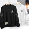 Sudadera de otoño e invierno para hombre, corte holgado, forro polar, sin capucha, cuello redondo, camiseta de manga larga, talla grande, moderna, versátil y cómoda