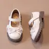 Sapatos de Princesa para Meninas 2026 Primavera e Outono Brancos Estilosos Sapatos Pequenos de Couro para Crianças Mocassins de Solado Macio Sapatos Individuais Antiderrapantes Sapatos de Performance