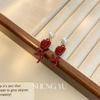 Aretes Colgantes de Rosa Roja Ankora Diseño Nicho Sentido de Alta Gama Personalidad Combinación Total Divertidos Elegantes Aretes para Mujer