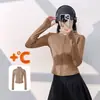 Top de Yoga con Cuello Alto de Terciopelo Plus Alta Elasticidad Ajustado Chaqueta Corta Diaria Casual para Correr Fitness Chaqueta Versátil