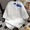 Camiseta de algodón 100% puro de verano, estilo japonés vintage, alta calle retro, con estampado, de manga corta para mujer, top holgado moderno y versátil