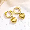 Conjunto de Colares de Metal Aço Inoxidável Coração de Amor Transfronteiriço Europeu e Americano, Moderno, Leve, Luxuoso e de Alta Qualidade, Brincos Versáteis de Coração de Pêssego Atacado