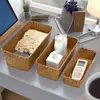 Cesta de almacenamiento tejida de paja para escritorio, snacks, artículos varios, organizador rectangular para cosméticos, exclusivo transfronterizo