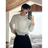 Camiseta Básica Casual Holgada Estilo Perezoso Relajado Rayas Finas Retro Americana Cuello Redondo Manga Larga Top Cómodo
