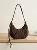 Bolso Retro Simple de Ante en Forma de Media Luna para Otoño e Invierno, Bolso Casual Versátil de Hombro Único Cruzado Tipo Bollo, Bolso de Viaje