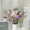 Rosa Eterna Folha de Eucalipto Buquê de Flores Secas Flor Real Hortênsia Grama de Cristal Decoração de Casa Ornamento de Quarto Gipsofila