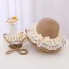 Chapéu de Sol para Bebê Menina Chapéu Fresco de Verão Proteção Solar Chapéu de Sol de Verão Menina Fofa Praia Renda Princesa Chapéu de Palha Infantil