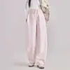 Calça Casual Ampla para Gestante Outono/Inverno 2026 com Cordão, Calça de Cintura Alta com Corte Curvo, Macia e Versátil, Calça Reta de Comprimento Total para Grávidas