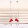 Aretes de calabaza larga aretes festivos borla incrustado circonita aguja de plata s925 lujo ligero moda Joker fábrica al por mayor