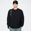 Camiseta de manga larga texturizada estilo retro americano para hombre, nueva primavera/otoño 2026, corte holgado, adecuada para ir al trabajo, con cuello henley