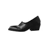 Zapatos de suela única para mujer hechos de piel de vacuno de plena flor, con tacón medio, puntera cuadrada y diseño retro, perfectos para otoño e invierno. Estos son zapatos de cuero de moda