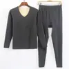 Traje térmico de terciopelo sin costuras de calentamiento rápido para hombre Ropa de otoño sur Pantalones largos Camiseta interior de invierno engrosada con forro polar