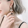 Nueva Moda Negro iu Mismos Aretes Cruz Aretes Largos de Perlas Pin de Plata S925 Aretes Combinables A008