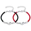Pulsera para Parejas, Pulsera Tejida de Hilo Negro y Rojo, Regalo para Estudiantes, Pulsera Conmemorativa en Forma de Corazón para Dropshipping